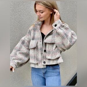 C’est Moi Women's Plaid Crop Shacket